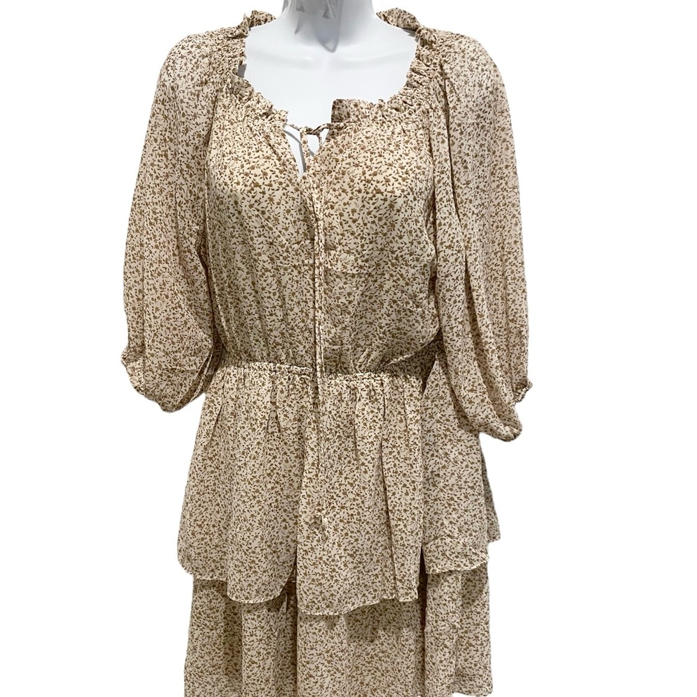 WISHLIST Womens Ruffle Boho Hippie Graphic Print Dress Size Medium